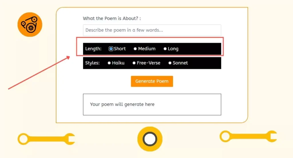 Select the desired length for poem
